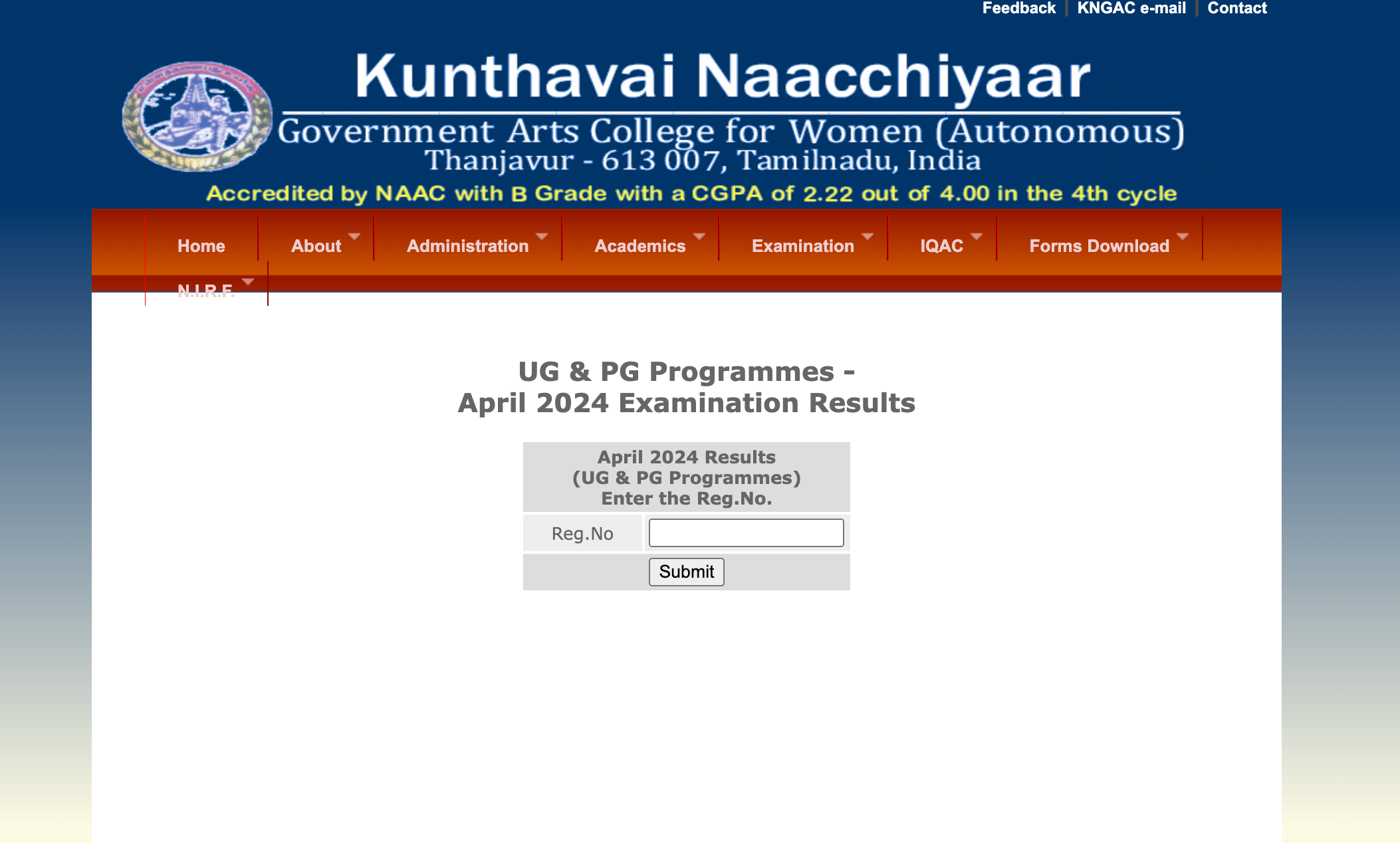 Kunthavai Naacchiyar Govt Arts College Results